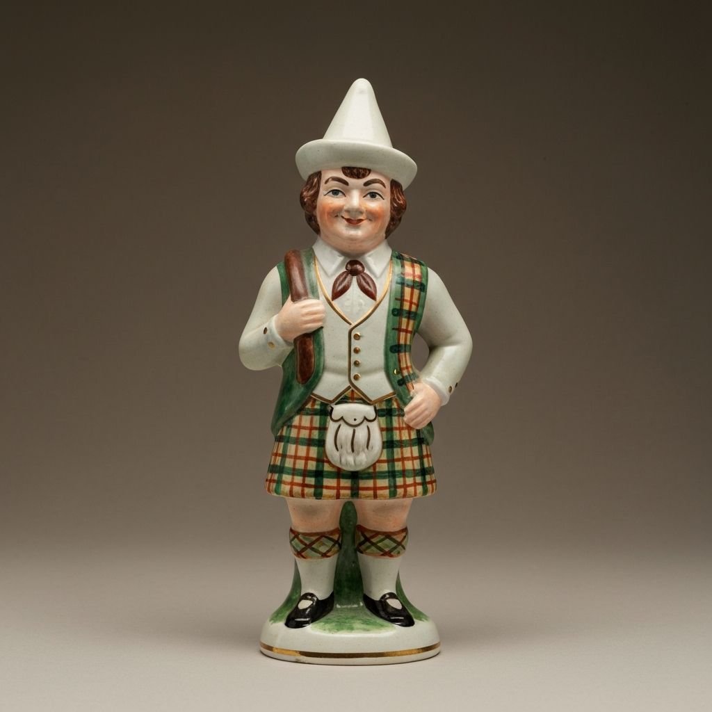 ILMUTOTO Staffordshire figure of Tam O'Shanter, Scottish literary character ceramic from 19th century